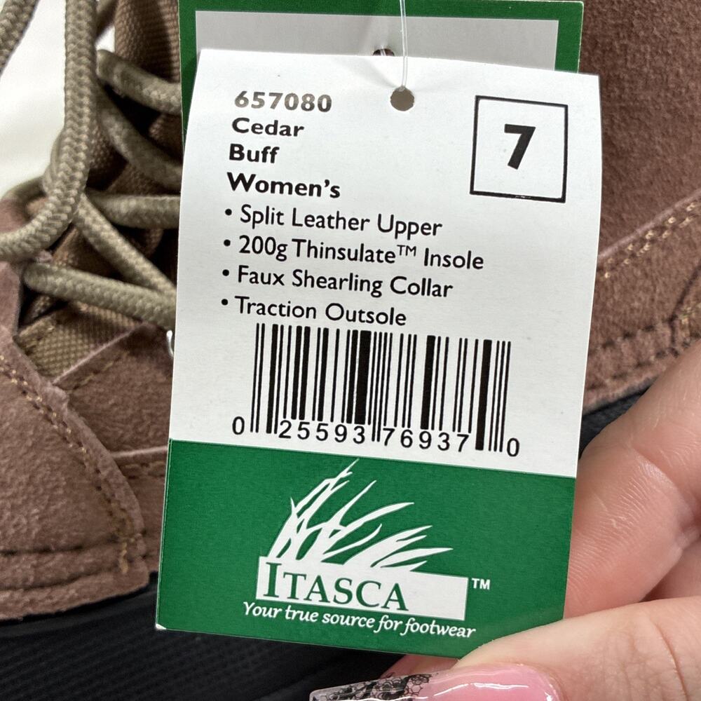 Brand New Itasca Cedar Boots Size 7 Buff Shearling Collar FS Benefits Charity - Picture 14 of 16